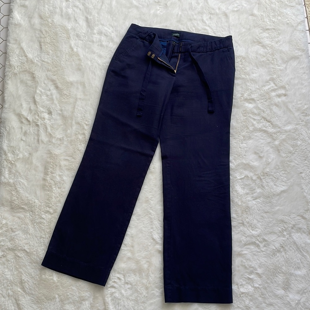 J.crew city fit womens 8 linen wide leg trousers navy